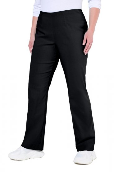 Ulla Popken 854910 Warme stretchbroek met elastische taille Zwart - Stoffen broeken - Dames wijde broeken in grote maten