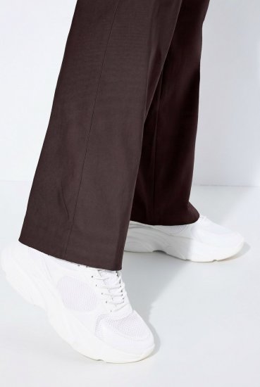 Ulla Popken 854910 Warme stretchbroek met elastische taille Mahoniebruin - Stoffen broeken - Dames wijde broeken in grote maten