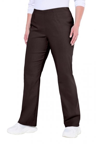 Ulla Popken 854910 Warme stretchbroek met elastische taille Mahoniebruin - Stoffen broeken - Dames wijde broeken in grote maten