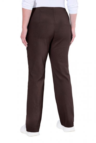 Ulla Popken 854910 Warme stretchbroek met elastische taille Mahoniebruin - Stoffen broeken - Dames wijde broeken in grote maten