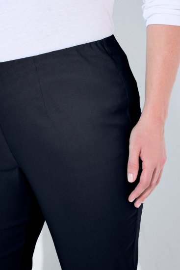 Ulla Popken 854910 Warme stretchbroek met elastische taille Donkerblauw - Stoffen broeken - Dames wijde broeken in grote maten