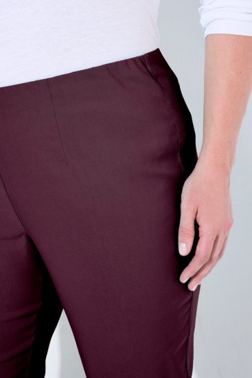Ulla Popken 854910 Warme stretchbroek met elastische taille Aubergine - Stoffen broeken - Dames wijde broeken in grote maten