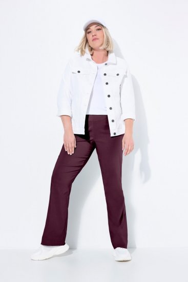 Ulla Popken 854910 Warme stretchbroek met elastische taille Aubergine - Stoffen broeken - Dames wijde broeken in grote maten