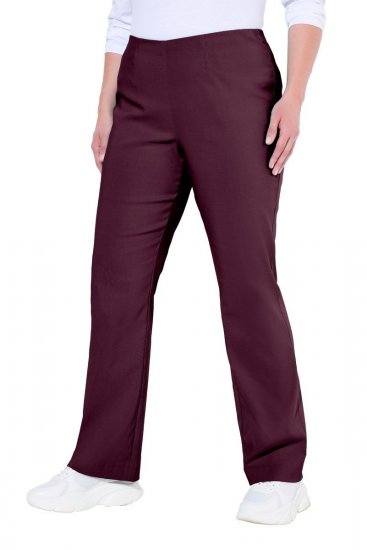 Ulla Popken 854910 Warme stretchbroek met elastische taille Aubergine - Stoffen broeken - Dames wijde broeken in grote maten