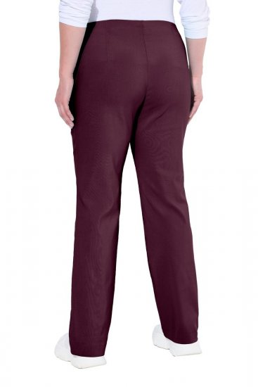 Ulla Popken 854910 Warme stretchbroek met elastische taille Aubergine - Stoffen broeken - Dames wijde broeken in grote maten