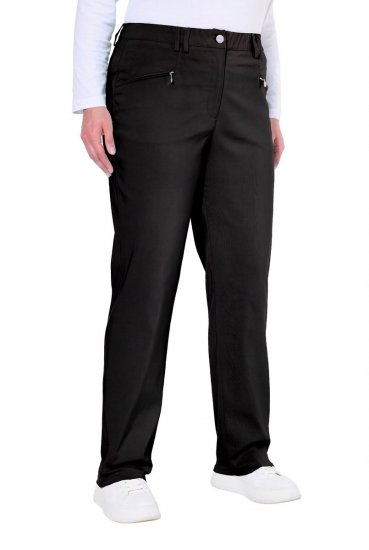 Ulla Popken 854987 Warme stretchbroek met comfortband Zwart - Stoffen broeken - Dames wijde broeken in grote maten