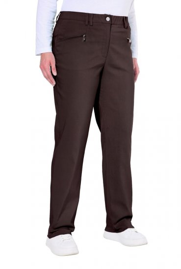 Ulla Popken 854987 Warme stretchbroek met comfortband Mahoniebruin - Stoffen broeken - Dames wijde broeken in grote maten