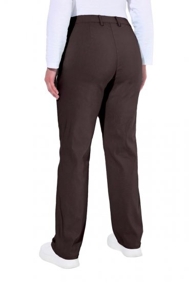 Ulla Popken 854987 Warme stretchbroek met comfortband Mahoniebruin - Stoffen broeken - Dames wijde broeken in grote maten
