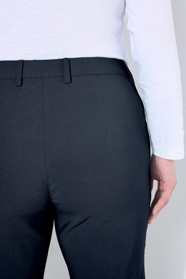 Ulla Popken 854987 Warme stretchbroek met comfortband Donkerblauw - Stoffen broeken - Dames wijde broeken in grote maten