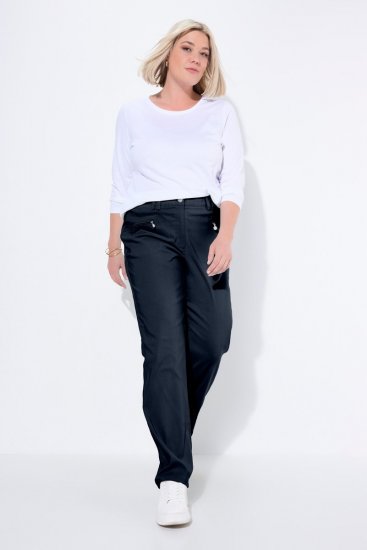 Ulla Popken 854987 Warme stretchbroek met comfortband Donkerblauw - Stoffen broeken - Dames wijde broeken in grote maten