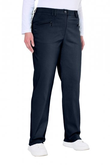 Ulla Popken 854987 Warme stretchbroek met comfortband Donkerblauw - Stoffen broeken - Dames wijde broeken in grote maten