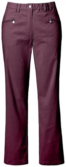 Ulla Popken 854987 Warme stretchbroek met comfortband Aubergine - Stoffen broeken - Dames wijde broeken in grote maten