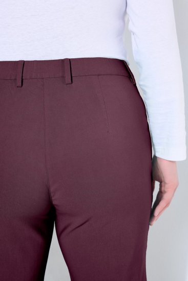 Ulla Popken 854987 Warme stretchbroek met comfortband Aubergine - Stoffen broeken - Dames wijde broeken in grote maten