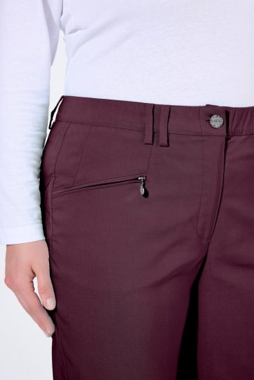 Ulla Popken 854987 Warme stretchbroek met comfortband Aubergine - Stoffen broeken - Dames wijde broeken in grote maten