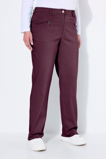 Ulla Popken 854987 Warme stretchbroek met comfortband Aubergine - Stoffen broeken - Dames wijde broeken in grote maten