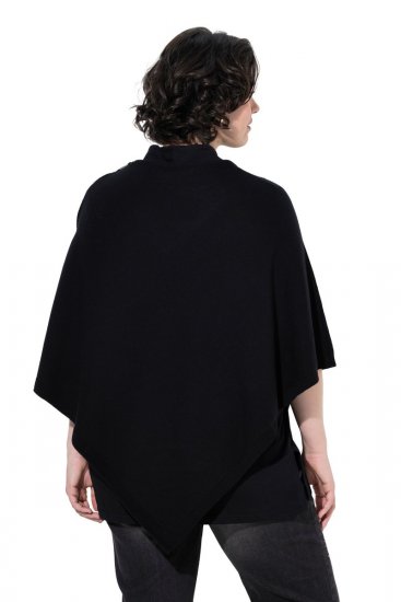 Ulla Popken 855277 Gebreide poncho met puntzoom en boothals Zwart - Poncho's & capes - 