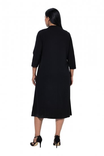 Ulla Popken 855373 Bedrukte jersey jurk Zwart - Jersey jurken - 