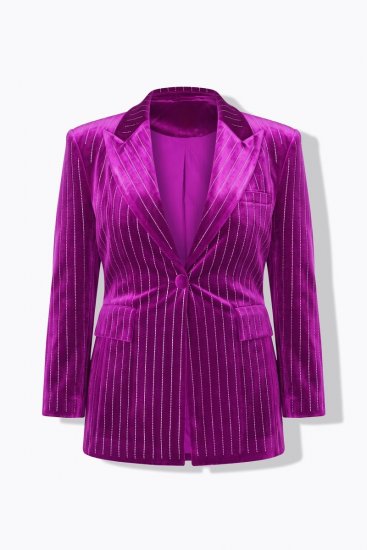 Ulla Popken 855499 Fluwelen blazer met strass Magenta - Blazers - Damesblazers in grote maten