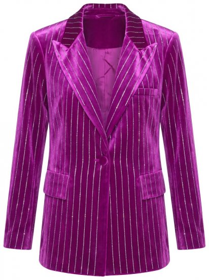 Ulla Popken 855499 Fluwelen blazer met strass Magenta - Blazers - Damesblazers in grote maten