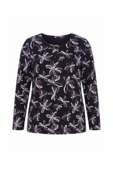 Ulla Popken 856134 Pyjama met bloemenprint Zwart - Pyjama's en Loungewear - 