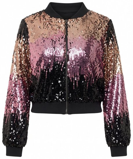 Ulla Popken 857747 Jasje met pailletten Zwart - Jassen - Grote maten jassen voor dames