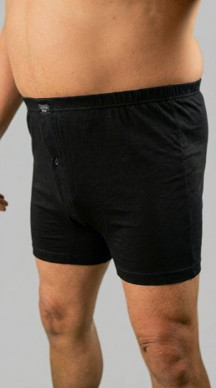 20 Nodi 935 Combed Cotton Jersey Boxer with Front Button Fly Black - Boxershorts - Grote Maten Boxershorts Heren