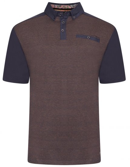 Kam Jeans 5490 Jersey Weave Contrast Polo Navy - Polo shirts - Grote Maten Poloshirts Heren