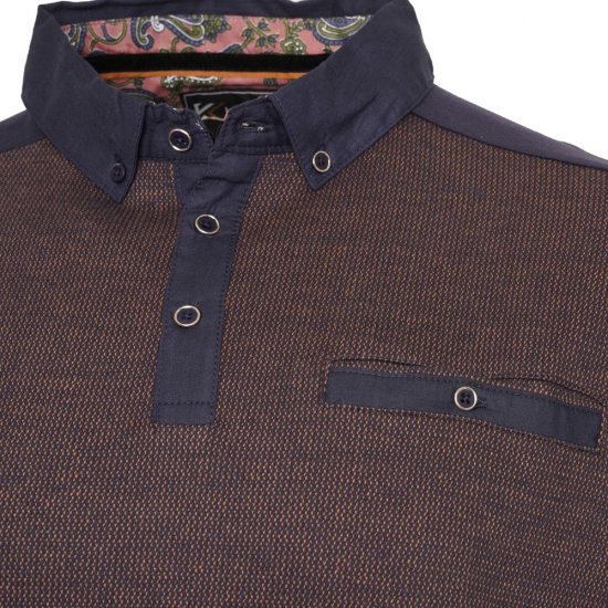 Kam Jeans 5490 Jersey Weave Contrast Polo Navy - Polo shirts - Grote Maten Poloshirts Heren