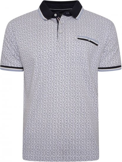 Kam Jeans 5487 Dobby Print Pique Polo White - Polo shirts - Grote Maten Poloshirts Heren