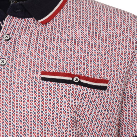 Kam Jeans 5487 Dobby Print Pique Polo Red - Polo shirts - Grote Maten Poloshirts Heren
