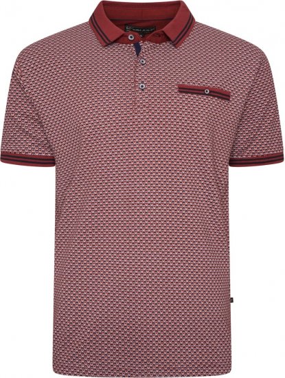  Kam Jeans 5488 Dobby Print Pique Polo Wine - Polo shirts - Grote Maten Poloshirts Heren