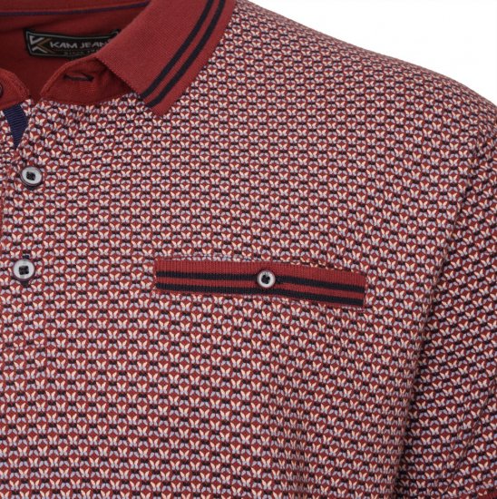  Kam Jeans 5488 Dobby Print Pique Polo Wine - Polo shirts - Grote Maten Poloshirts Heren