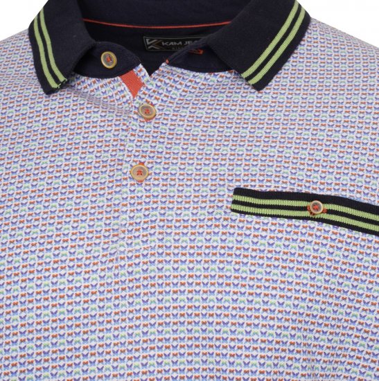 Kam Jeans 5488 Dobby Print Pique Polo Navy - Polo shirts - Grote Maten Poloshirts Heren