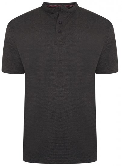 Kam Jeans 5744 Textured Jersey Grandad Top Charcoal - T-shirts - Grote Maten T-shirts Heren