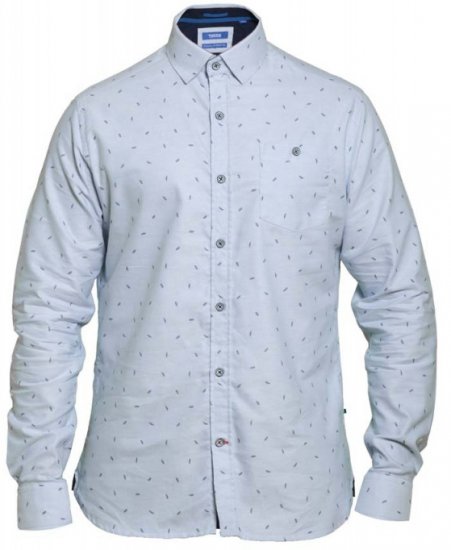 D555 Addington Printed Oxford Shirt Blue - Hemden - Overhemden Grote Maten Heren