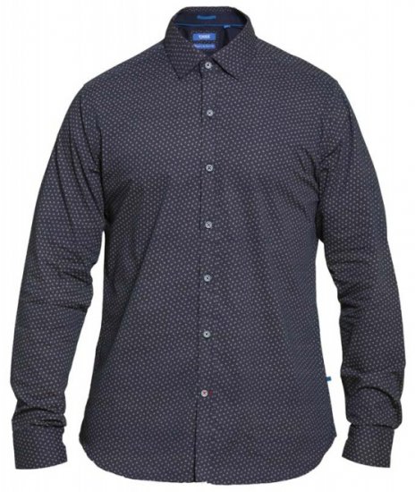 D555 Babworth Long Sleeve Shirt Navy - Hemden - Overhemden Grote Maten Heren