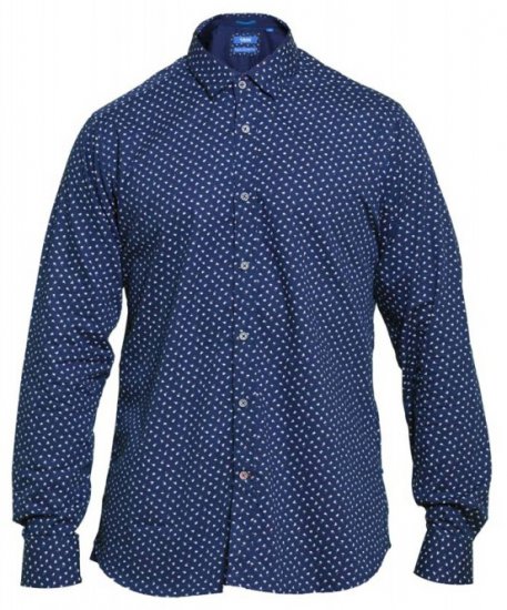 D555 Bainton Long Sleeve Shirt Navy - Hemden - Overhemden Grote Maten Heren