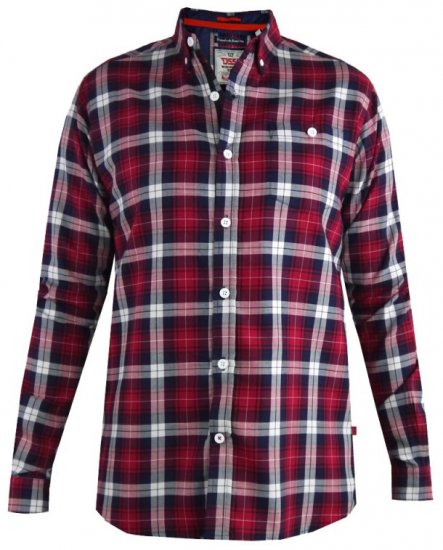D555 Baltimore Checked Shirt Red - Hemden - Overhemden Grote Maten Heren