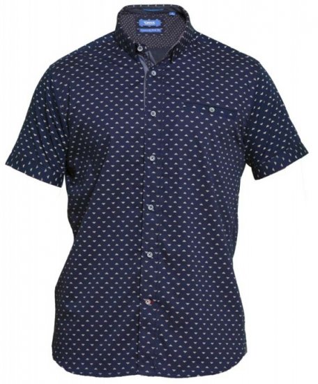 D555 Barrington Short Sleeve Shirt Navy - Hemden - Overhemden Grote Maten Heren