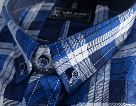 Kam Jeans 6369 Checked Short Sleeve Shirt Blue - Hemden - Overhemden Grote Maten Heren