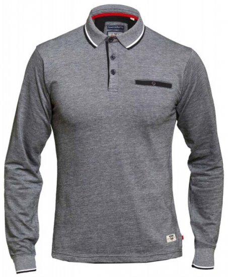 D555 Brockville Long Sleeve Polo Grey - Polo shirts - Grote Maten Poloshirts Heren