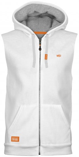 Motley Denim Brussels Sleeveless Hoodie White - Sweaters & hoodies - Sweaters & Hoodies Grote Maten Heren
