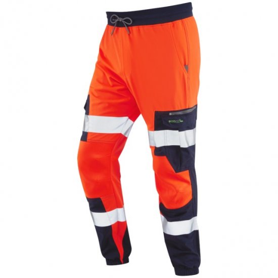 Leo Hawkcombe Ecoviz High Performance Ballistic Stretch Trousers Hi-Vis Orange/Navy - Werkkleding - Werkkleding Grote Maten Heren