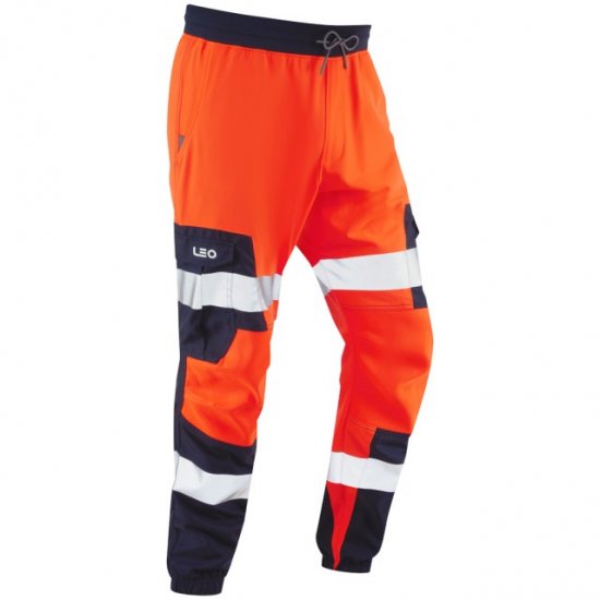 Leo Hawkcombe Ecoviz High Performance Ballistic Stretch Trousers Hi-Vis Orange/Navy - Werkkleding - Werkkleding Grote Maten Heren
