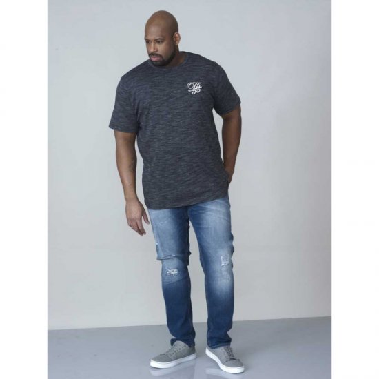 D555 Chalmer Couture Space Dye T-shirt Black - T-shirts - Grote Maten T-shirts Heren