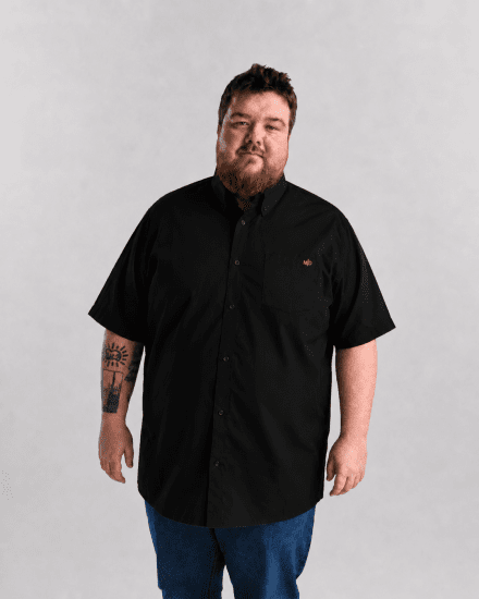 Motley Denim Zagreb Overhemd met korte mouw Zwart - Hemden - Overhemden Grote Maten Heren