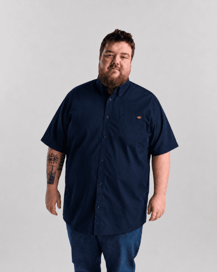 Motley Denim Zagreb Overhemd met korte mouw Marineblauw - Hemden - Overhemden Grote Maten Heren