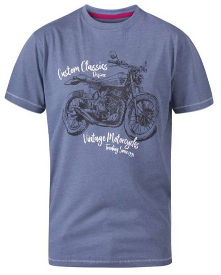 D555 Conor Motorcycle Crew Neck T-Shirt Denim Marl - T-shirts - Grote Maten T-shirts Heren