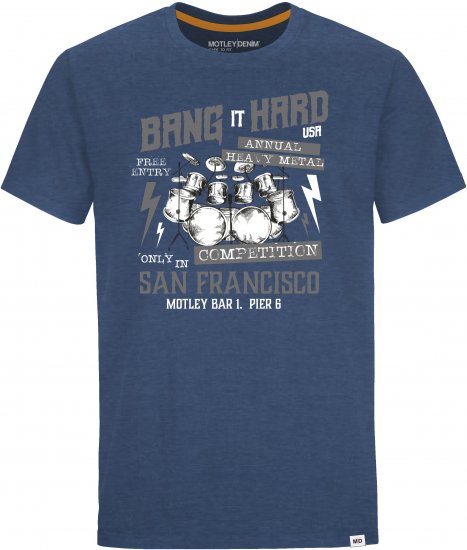 Motley Denim Cropton T-Shirt Dark Indigo - T-shirts - Grote Maten T-shirts Heren