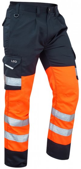 Leo Bideford Cargo Pants Hi-Vis Orange/Navy - Werkkleding - Werkkleding Grote Maten Heren